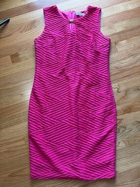 Calvin Klein Women's Textured Sheath Dress in Bright Pink